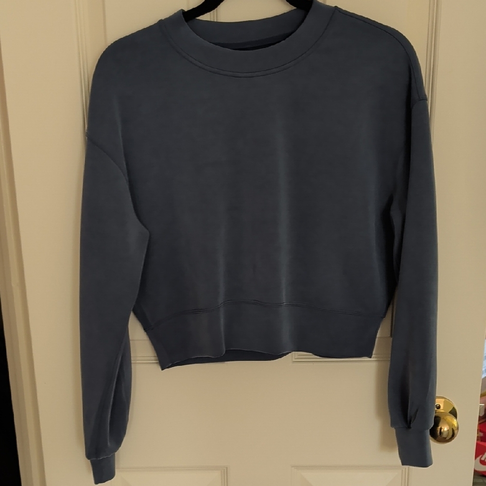 lululemon athletica Navy Blue Cropped Crewneck Sweatshirt